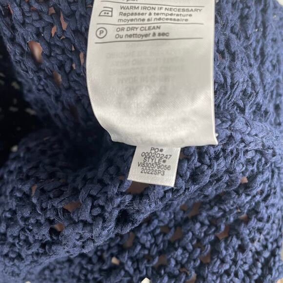 VINCE Crochet Cardigan Sweater Womens 3X Navy Blue Organic Cotton Button Front - Picture 16 of 16
